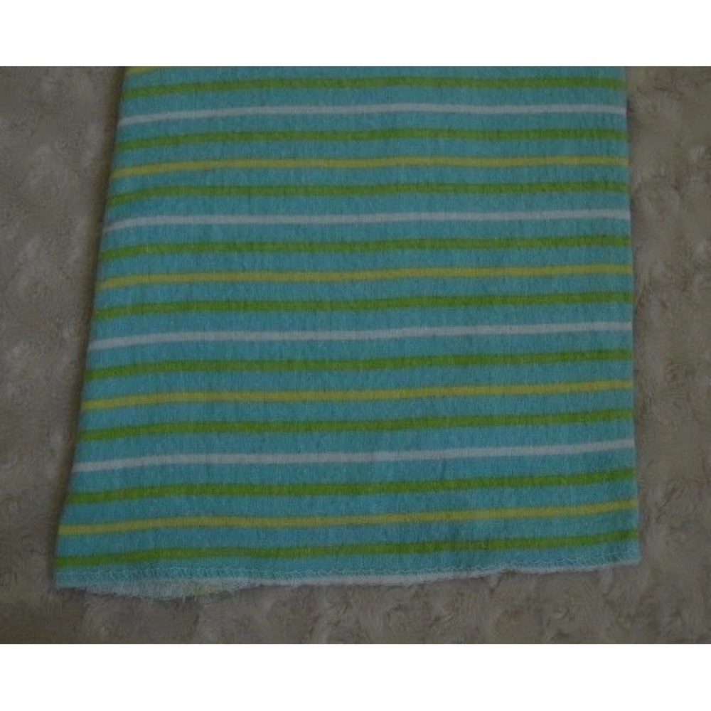 Luvable Friends Stripe Baby Blanket Blue Yellow White Flannel Receiving Lovey